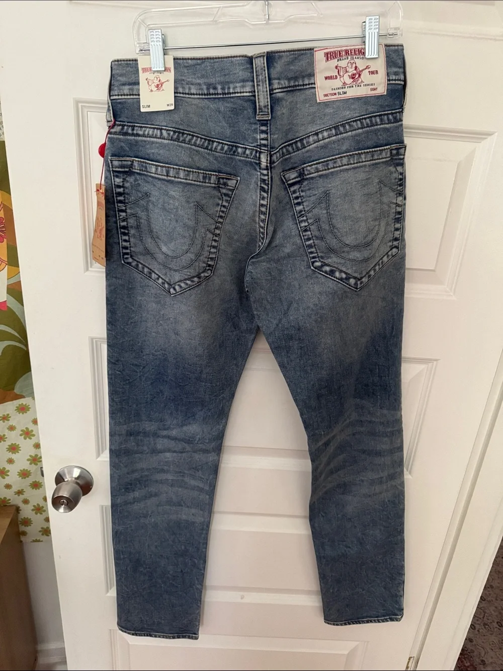True Religion Blue Washed Denim Jeans with Tan Tag